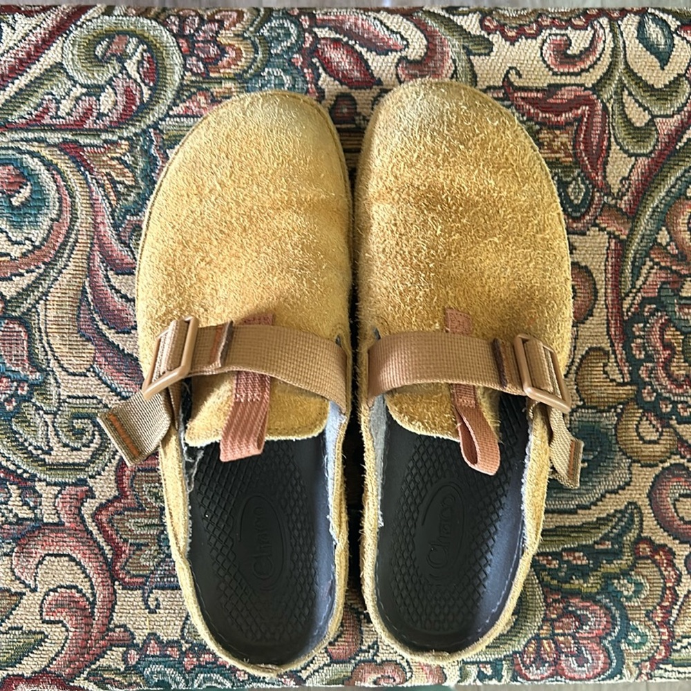 Chaco suede mules, size 8